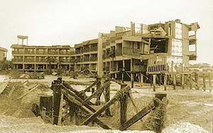 Isle of Palms. Sepia tone photo of devastation after hurricane Hugo